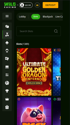 Jeux mobiles de Wild Casino
