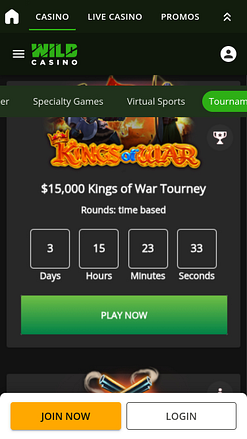Tournois mobiles de Wild Casino