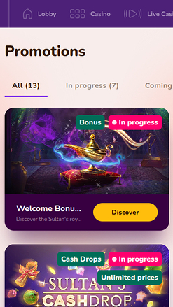 Promotions mobiles de Wild Sultan Casino