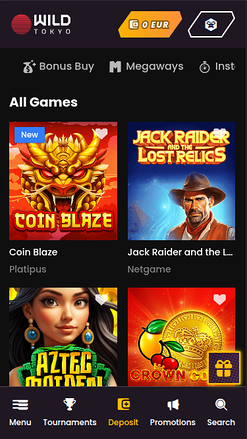 Jeux mobiles de Wild Tokyo Casino