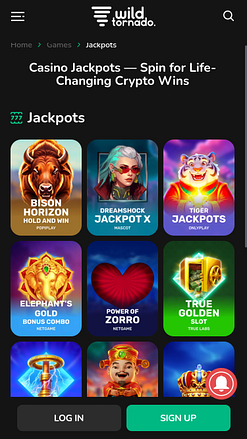 Wild Tornado Casino Mobile Jackpot