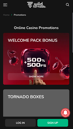 Wild Tornado Casino Mobile Promotions