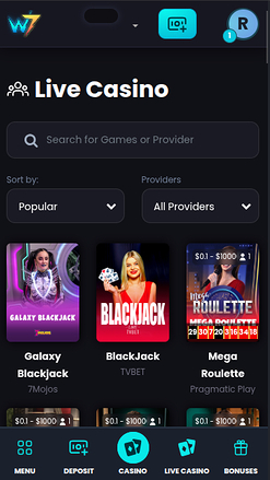 Wild7 Casino mobiler Live-Dealer