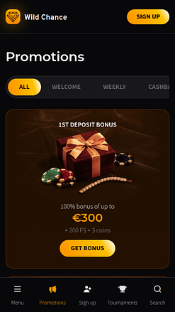 Promociones móviles de Wild Chance Casino
