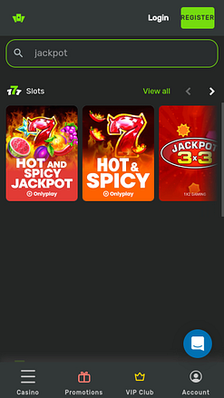 Jackpot móvil del casino Wilderbet