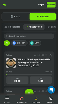 Predicciones móviles de Wilderbet Casino