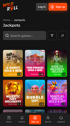 Jackpot mobile du casino WindRoll