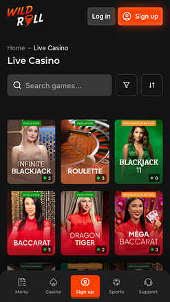 Casino mobile WindRoll avec croupier en direct