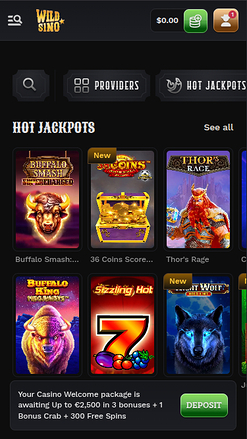 Wildsino Casino mobiler Jackpot
