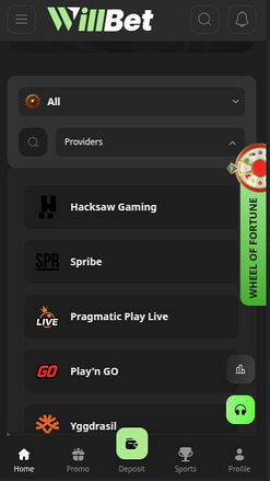 Développeurs de jeux mobiles de Willbet Casino