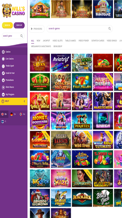 Jeux mobiles de Wills Casino