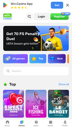 Win Casino Mobile Homepage