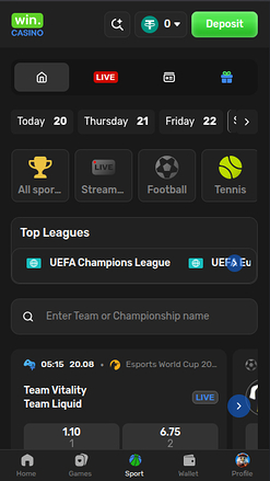 Deportes móviles de Win Casino