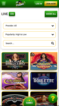 Live dealer mobile di Win Machance Casino