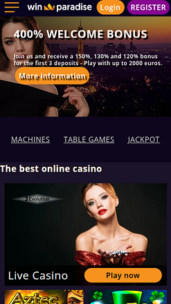 Win Paradise Casino mobile Startseite