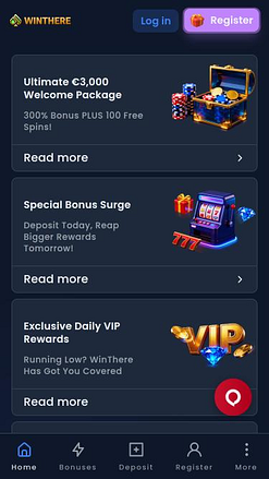Win There Casino promotions mobile page