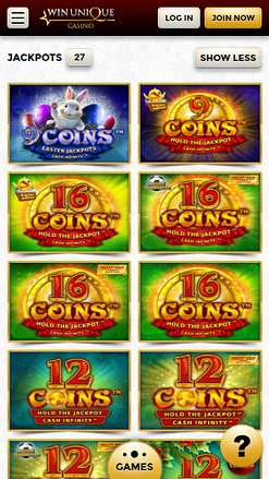 Jackpot mobile di Win Unique Casino