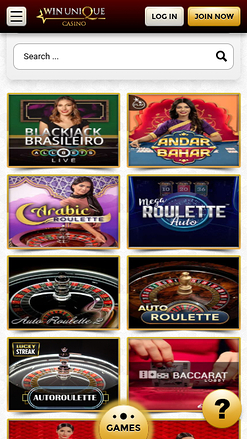 Casinò live mobile di Win Unique Casino