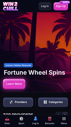 Pagina iniziale mobile di Win2chill Casino
