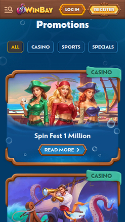 Promotions mobiles de WinBay Casino