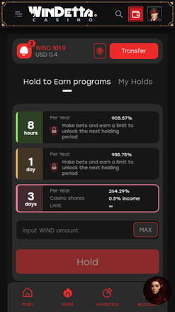 Jetons mobiles du casino Windetta