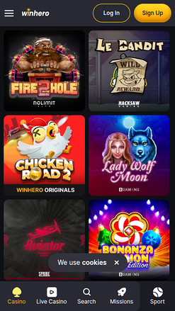 Jeux mobiles de WinHero Casino