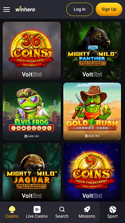 Jackpot mobile de WinHero Casino