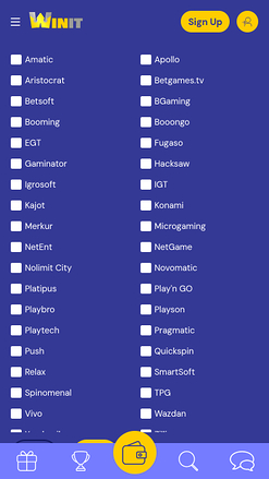 Développeurs de jeux mobiles de Winit Casino
