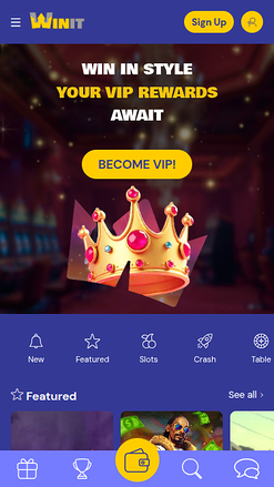 Page d’accueil mobile de Winit Casino