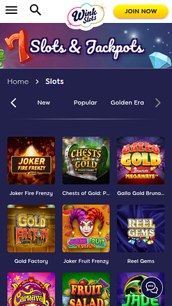 Juegos móviles de Wink Slots Casino