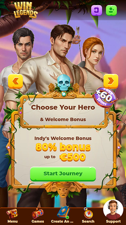 Page d’accueil mobile de WinLegends Casino