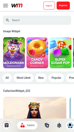 Page d’accueil mobile de WinMasters Casino