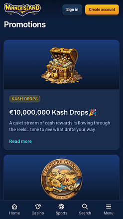 Promozioni per dispositivi mobili di Winner Island Casino