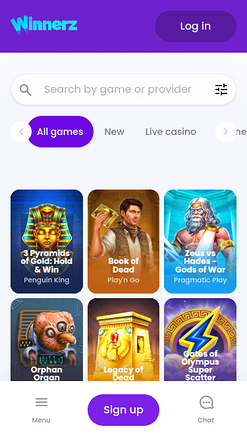 Jeux mobiles de Winnerz Casino