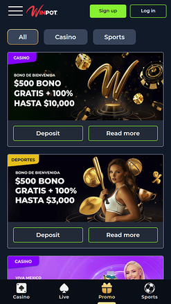 Promociones móviles de Winpot Casino
