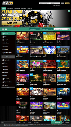 Homepage mobile di Wins88 Casino