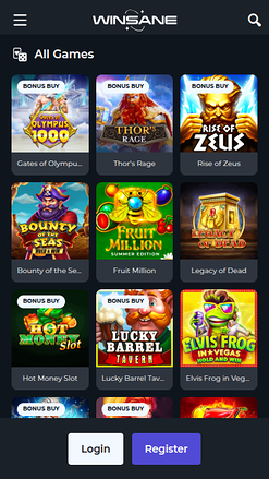 Winsane Casino Mobile Games