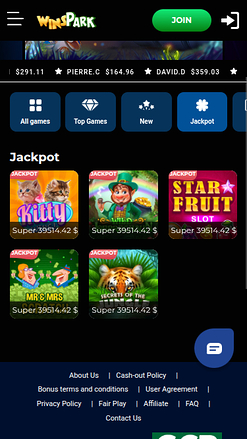 Jackpot mobile de Winspark