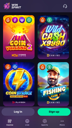 Giochi mobile di WinSpirit Casino