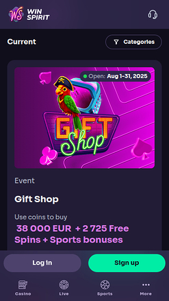 Promozioni mobile di WinSpirit Casino