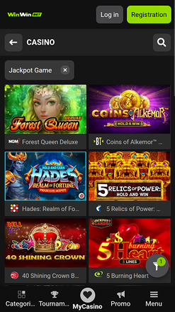 Мобильный джекпот казино WinWin