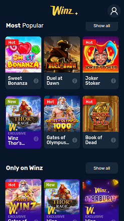 Jeux mobiles de Winz Casino
