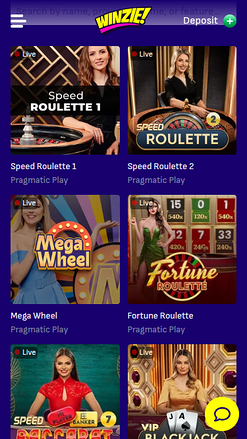 Live dealer mobile di Winzie