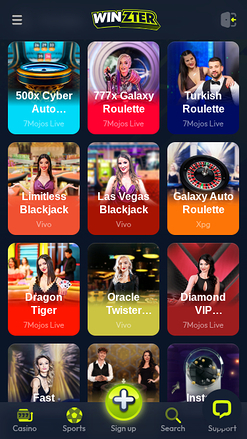 Winzter Casino Mobile Live Dealer