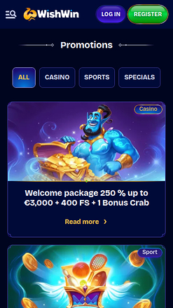 Promotions mobiles de WishWin Casino