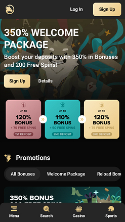 Promozioni per dispositivi mobili del casinò Wolf.io