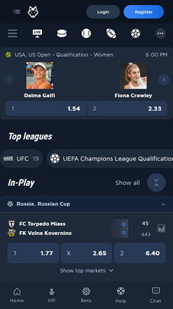 Sports mobiles de Wolf.Bet Casino