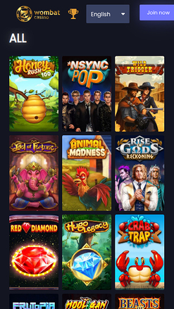 Jeux mobiles de Wombat Casino