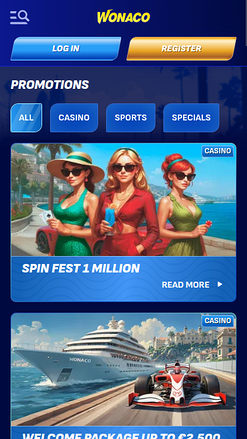 Promociones móviles de Wonaco Casino