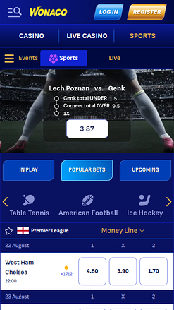 Wonaco Casino Mobile Sports Betting